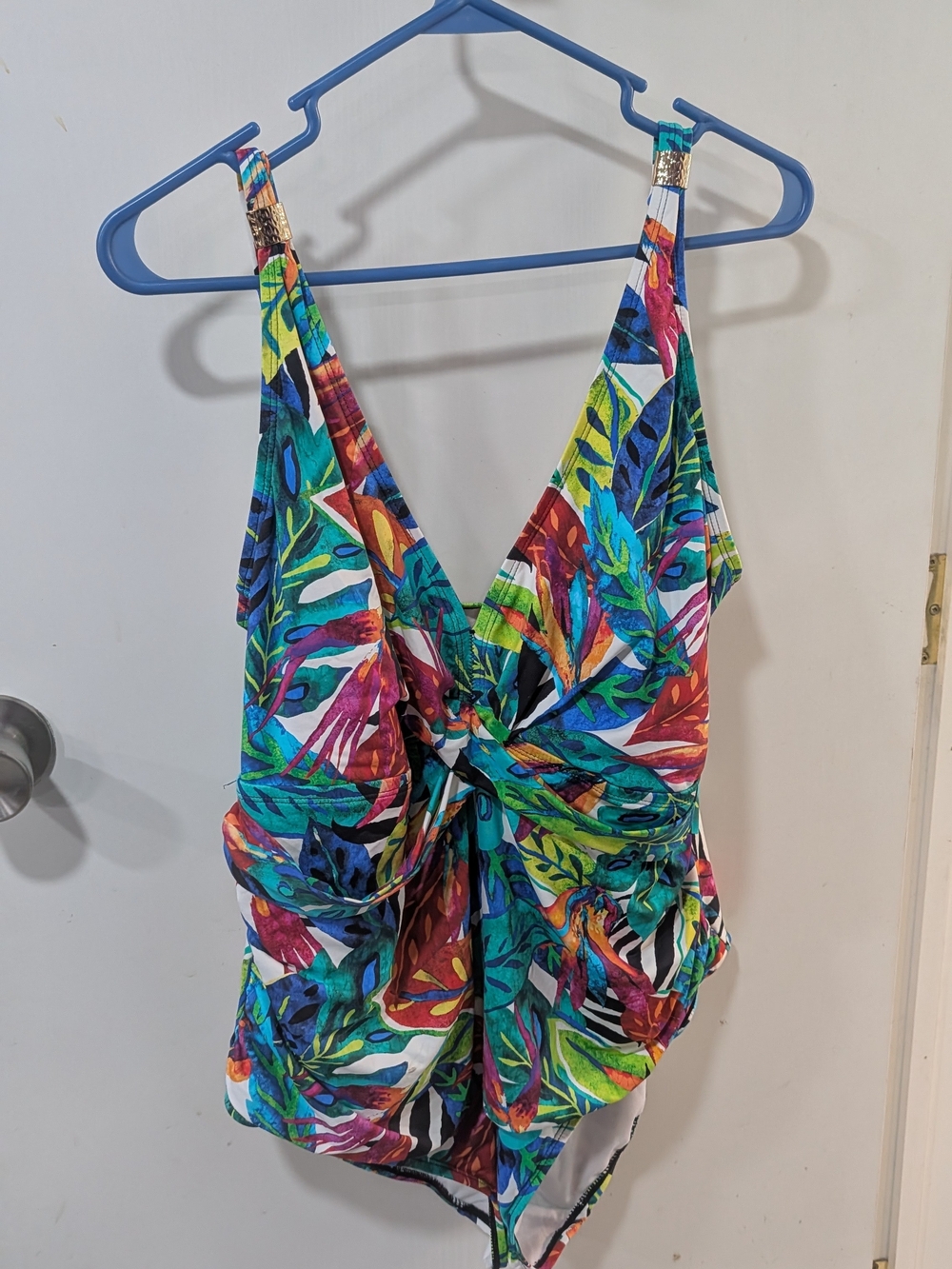 Ralph Lauren Blue and Green Tropical Print Swimsuit